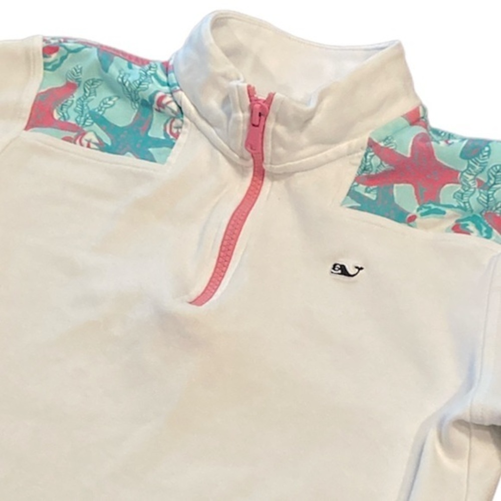 VINEYARD VINES Girls 1/4 zip Terry Cotton Sweatshirt - size 14 Large - Picture 1 of 17